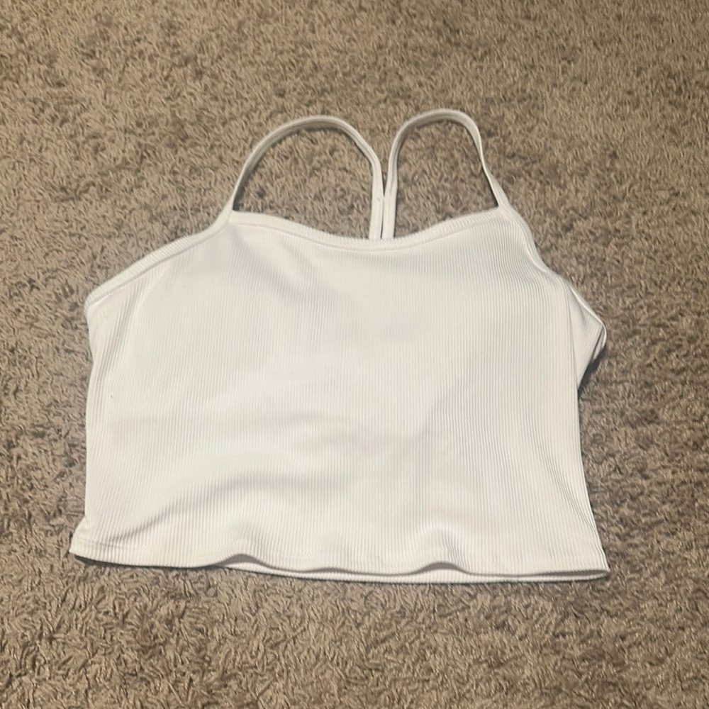 ALO Yoga White Ribbed Tank